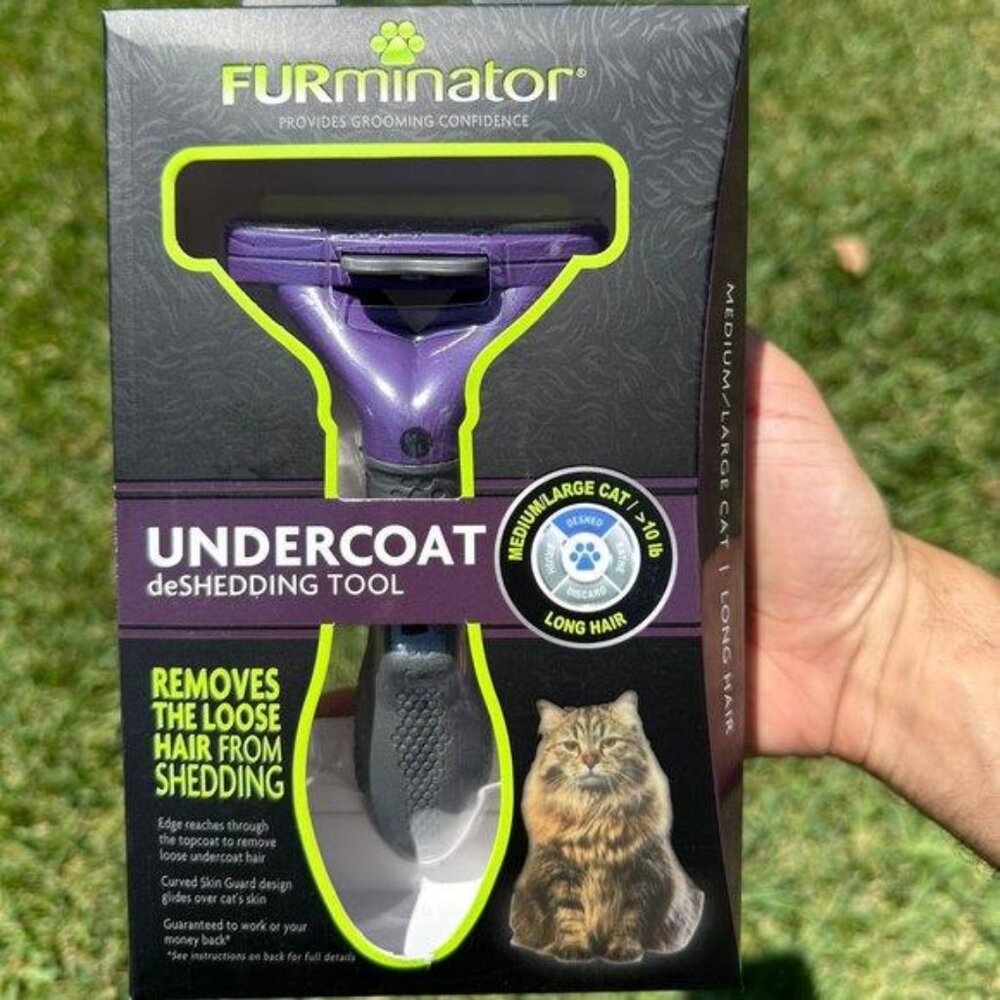 FURminator deShedding Tool for Cats, Medium & Large, Long Hair Pet Brush NEW